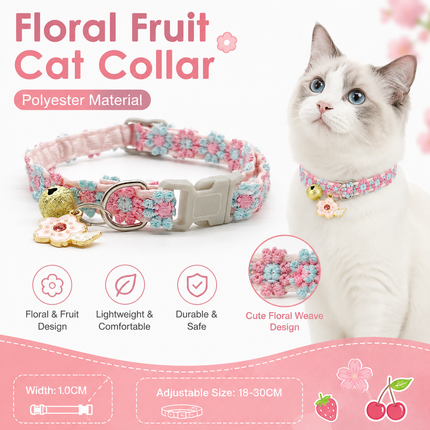 Floral Lace Pet Collar with Bell
