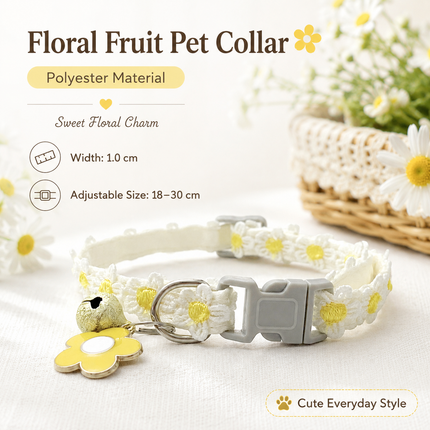 Floral Lace Pet Collar with Bell