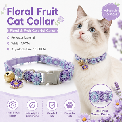 Floral Lace Pet Collar with Bell