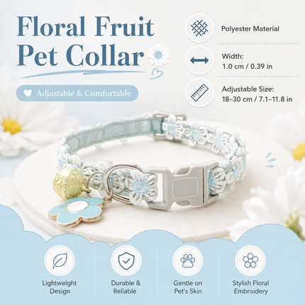 Floral Lace Pet Collar with Bell