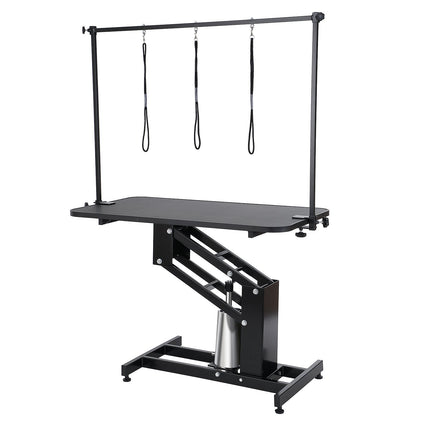 109cm Hydraulic Pet Grooming Table, Heavy Duty Dog Grooming Arm for Medium/ Small Dogs, Height Adjustable Dog Grooming Station, Anti Slip Tabletop /Dog Grooming Station, Max Bearing 182kg