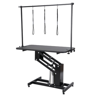 109cm Hydraulic Pet Grooming Table, Heavy Duty Dog Grooming Arm for Medium/ Small Dogs, Height Adjustable Dog Grooming Station, Anti Slip Tabletop /Dog Grooming Station, Max Bearing 182kg