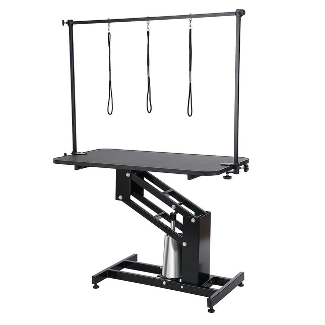 109cm Hydraulic Pet Grooming Table, Heavy Duty Dog Grooming Arm for Medium/ Small Dogs, Height Adjustable Dog Grooming Station, Anti Slip Tabletop /Dog Grooming Station, Max Bearing 182kg
