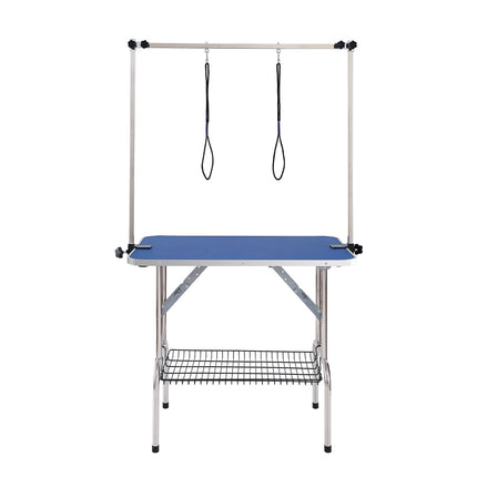 Pet Grooming Table Two Arms with Clamp, 915 x 610mm Dog Grooming Station, Foldable Pets Grooming Stand for Medium and Small Dogs, Free Two No Sit Haunch Holder with Grooming Loop, Bearing 150kg