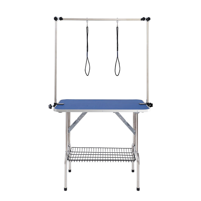 Pet Grooming Table Two Arms with Clamp, 915 x 610mm Dog Grooming Station, Foldable Pets Grooming Stand for Medium and Small Dogs, Free Two No Sit Haunch Holder with Grooming Loop, Bearing 150kg
