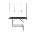 Pet Grooming Table Two Arms with Clamp, 117cm Dog Grooming Station, Foldable Pets Grooming Stand for Medium and Small Dogs, Free Two No Sit Haunch Holder with Grooming Loop, Bearing 149.7kg
